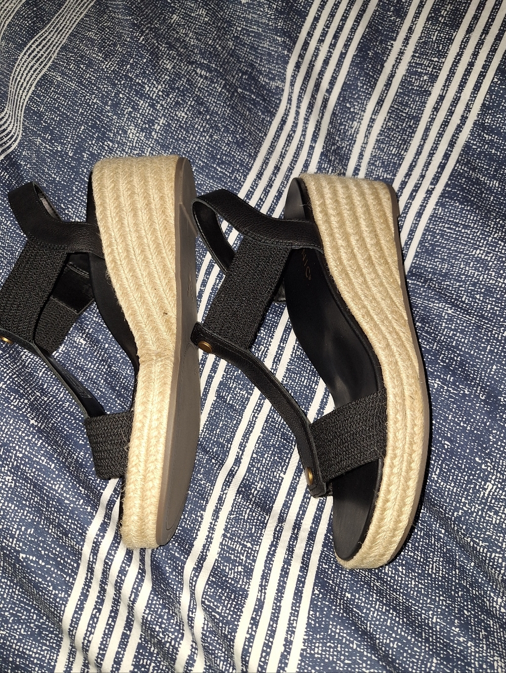 Vionic Calera Wedge Sandal - Black with Espadrille Sole - Picture 5 of 6